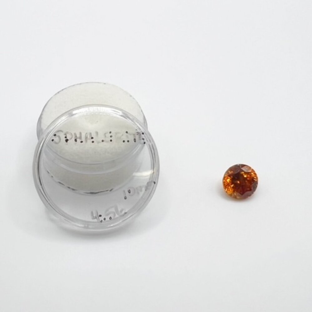 4.56 Carat Round Orange Sphalerite Gemstone - Live Show Listing